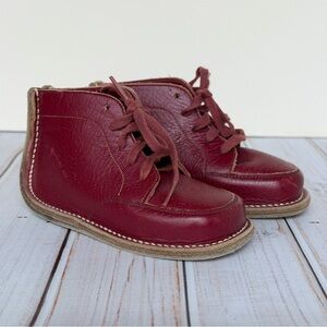 Vintage Wine Red Leather Jumping Jacks Baby Shoes